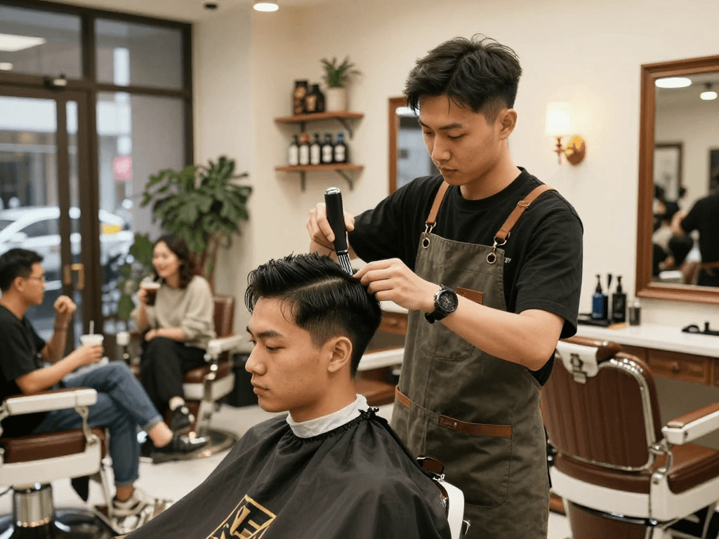 ROKOK88 login at a modern barbershop with professional hairstyling and a welcoming atmosphere.