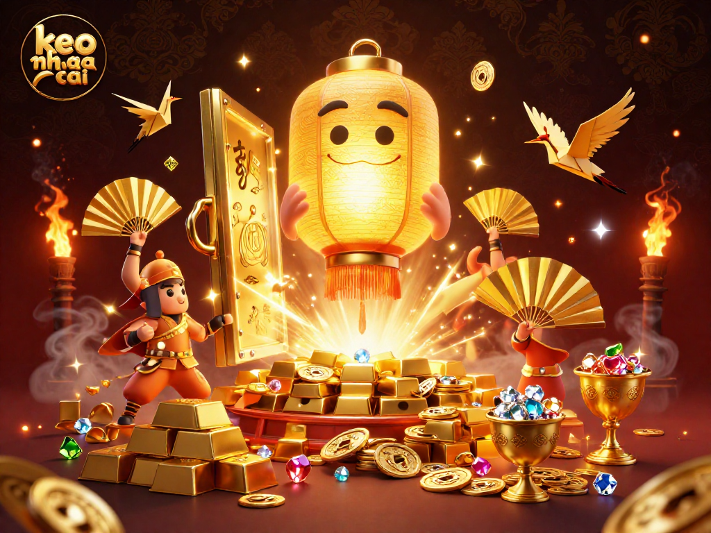 Experience the excitement of keo nha cai with dynamic visuals of golden treasures and luck symbols.