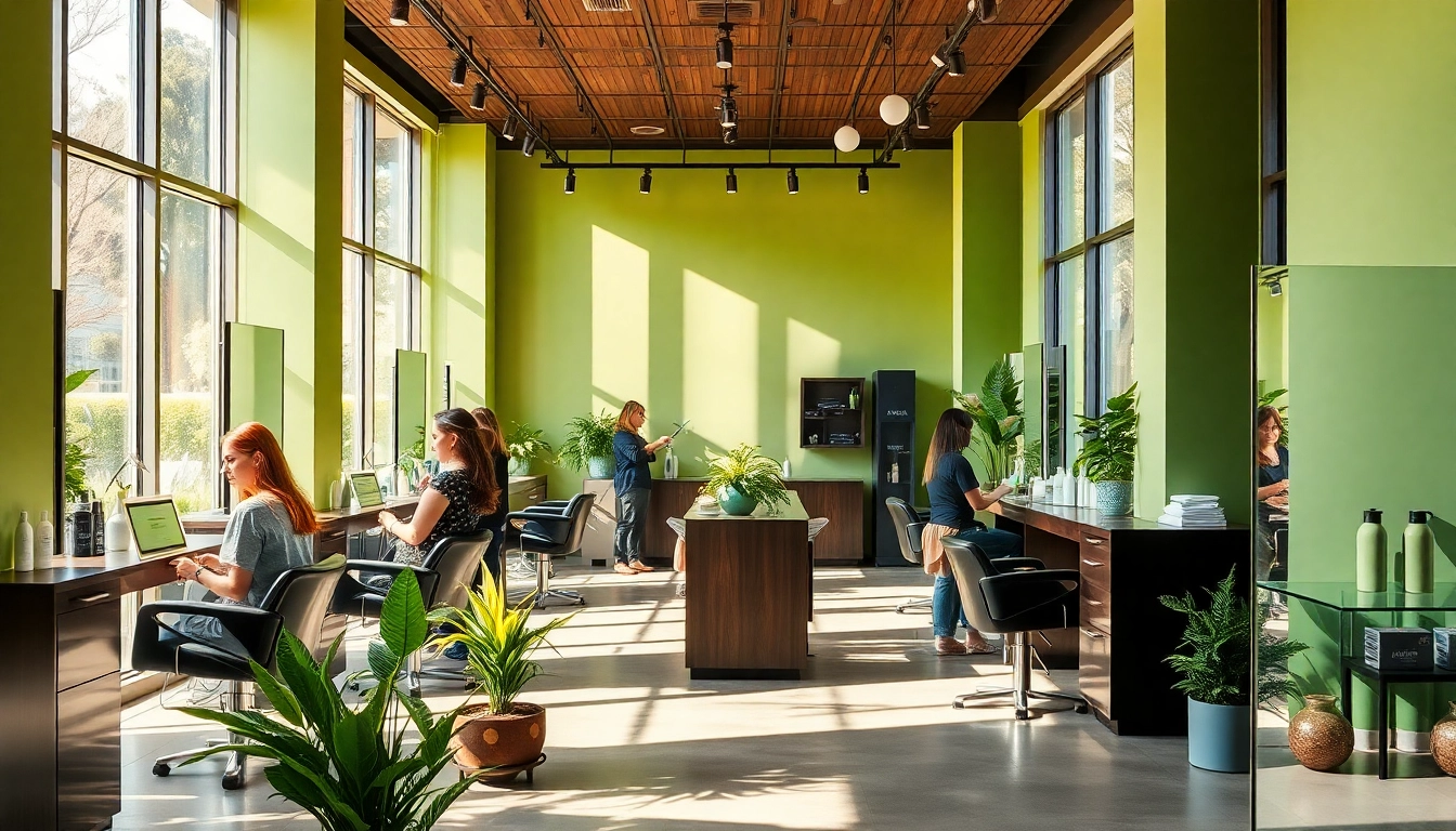 Aveda salon San Diego showcasing modern hair styling and eco-friendly ambiance