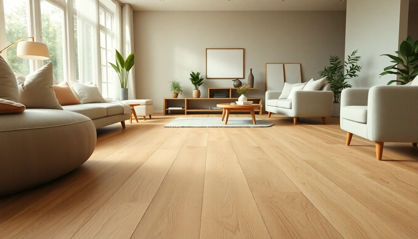 Showcase of flooring lvp in a modern living room setting with warm tones and smooth texture.