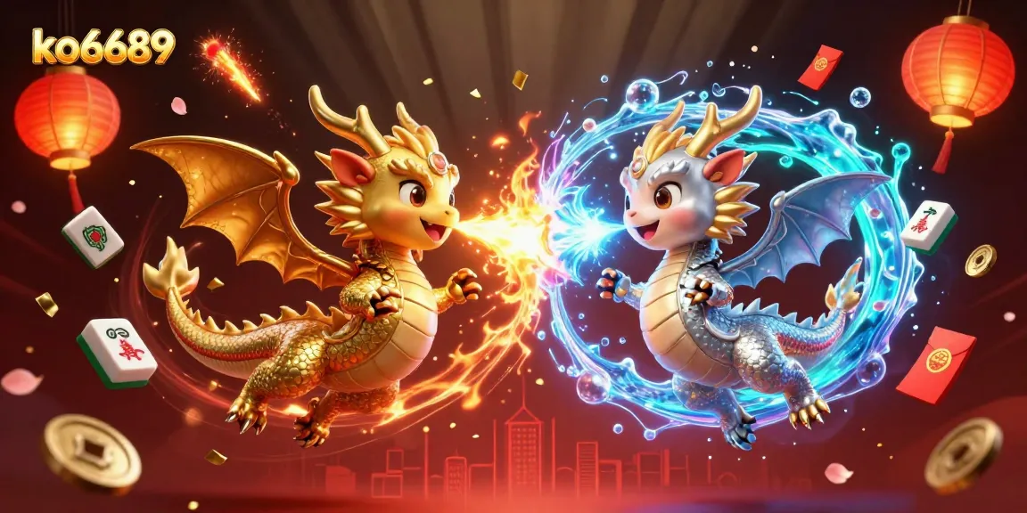 Engage with ko6689 in an exhilarating casino adventure featuring dynamic dragons and vibrant gaming elements.