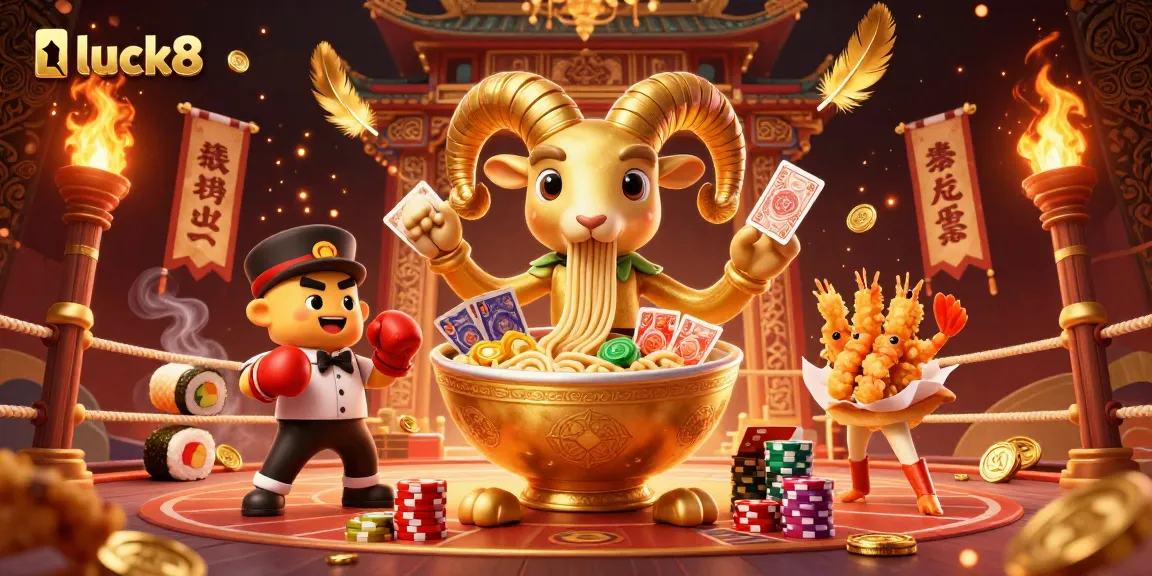 Engage in thrilling luck8 casino action with vibrant characters and gold coins swirling in a dynamic setting.