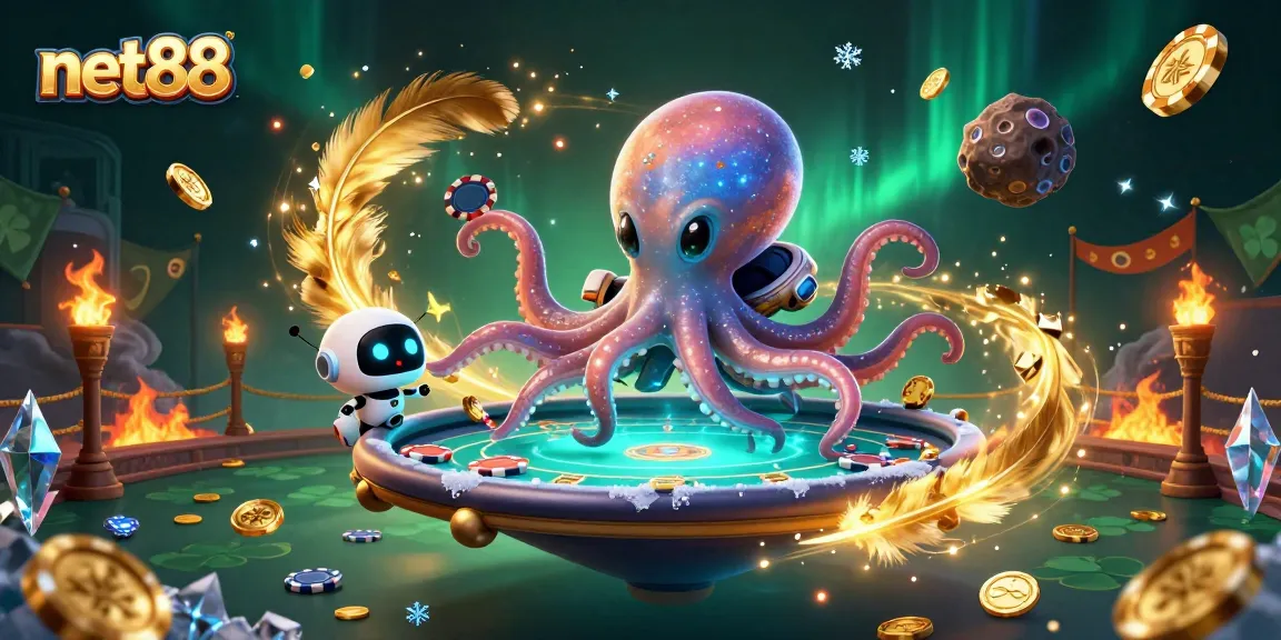 Experience thrilling gameplay at net88 with an energetic alien poker scene in vibrant 3D.