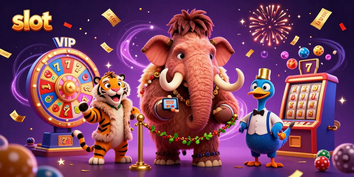 Spin the slot reels with vibrant 3D characters at an exciting casino entrance.