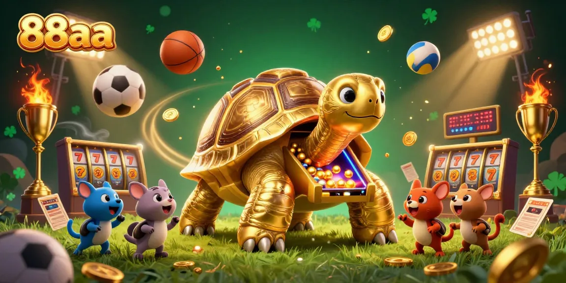Engage in exciting gameplay at 88aa with golden tortoise pinball and sports elements swirling around.