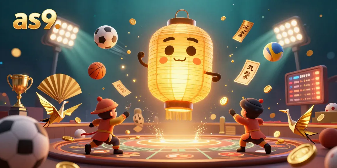 Experience the excitement of as9 with gold coins, sports balls, and dynamic betting elements in a vibrant casino scene.