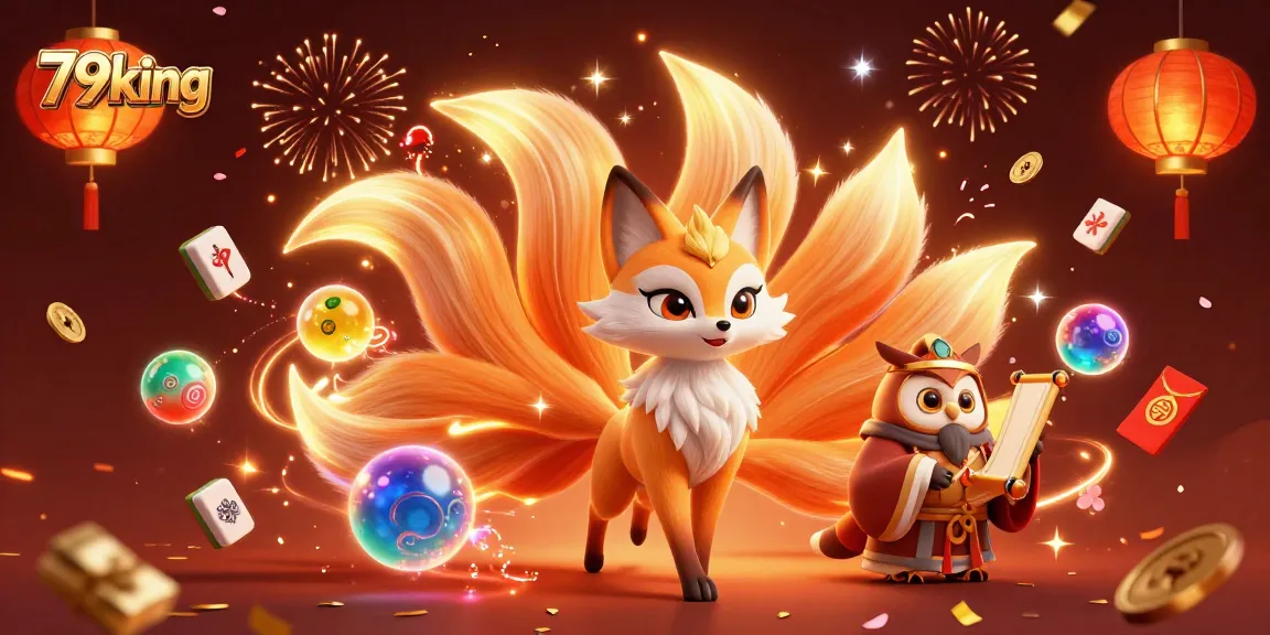 Experience the excitement of 79king with vibrant casino-themed 3D illustration featuring dynamic characters.