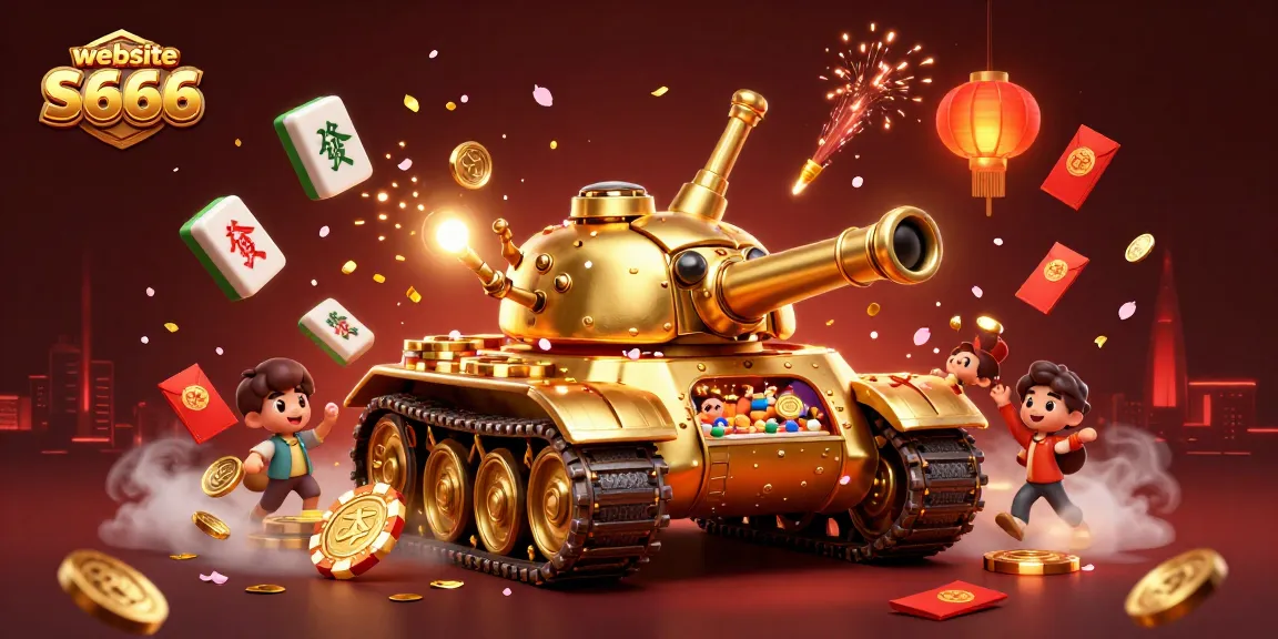 Experience excitement in the vibrant casino atmosphere of website S666 with thrilling gaming scenes and festive elements.